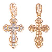 Позолоченный нательный крестик из серебра 181-0032, родирование