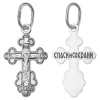 Нательный крестик серебряный 19-0009, штамп, частичное чернение