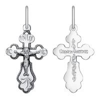 Нательный крестик серебряный 19-0031, штамп, частичное чернение