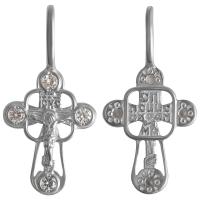 Нательный крестик серебряный 19-0095 с фианитом, литье