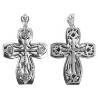 Нательный крестик серебряный 181-0042, двусторонний, чернение