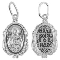 Образок (Медальон) серебряный с ликом блаженной Матроны Московской 19-0081, штамп, частичное чернение