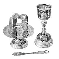 Евхаристический набор из серебра, ручная гравировка, оксидирование 290-14