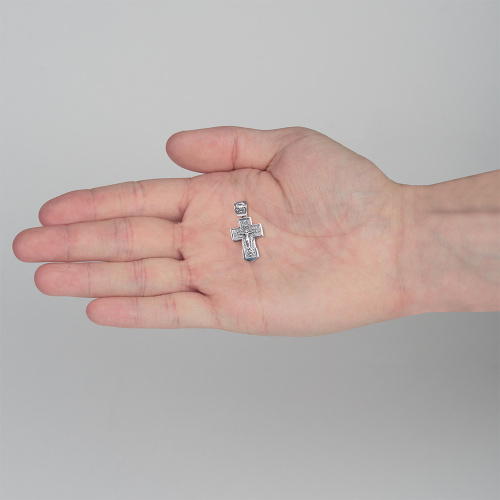 Нательный крестик серебряный 181-0062, чернение,малый фото 2