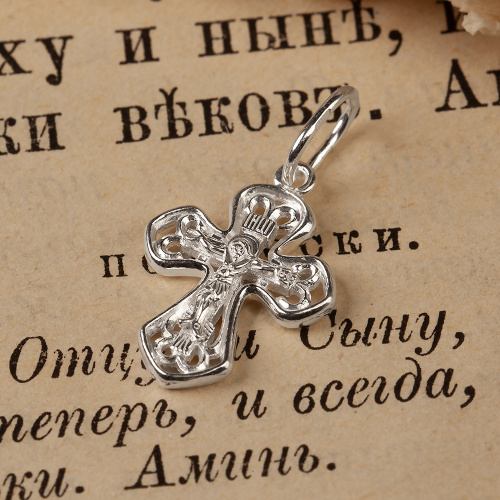 Крестик серебряный белый, литье 19-0130 фото 3