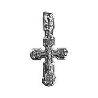 Нательный крестик серебряный №15, двусторонний, чернение 181-0038
