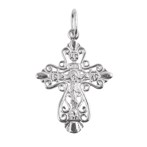 Нательный крестик серебряный 19-0067, литье фото 3 Нательный крестик серебряный 19-0067, литье фото 3