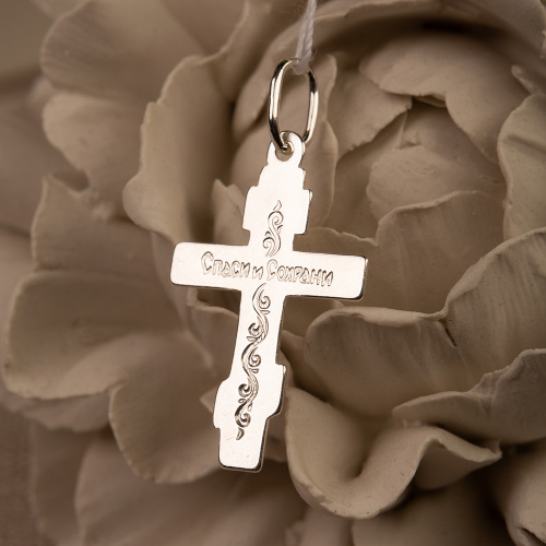 Нательный крестик серебряный 19-0040, штамп фото 4