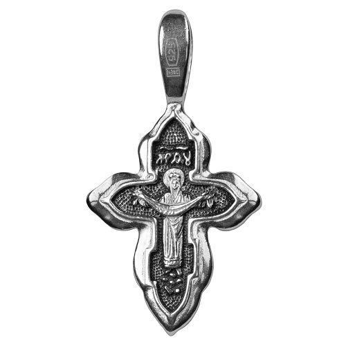 Крест из серебра (образ Покрова) частичное чернение литье 19-0121 фото 2