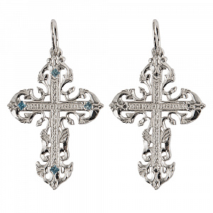 Крест (Ag 925) 19-0070 (4 Фианит круг 2.0 топаз 0.047)