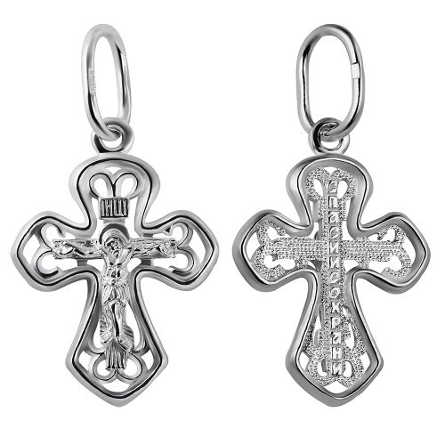 Крестик серебряный белый, литье 19-0130