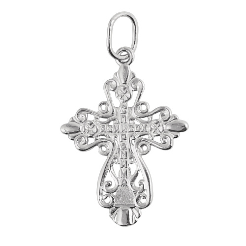 Нательный крестик серебряный 19-0067, литье фото 2 Нательный крестик серебряный 19-0067, литье фото 2