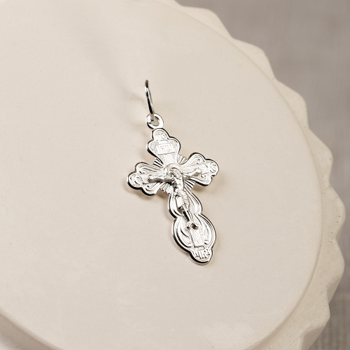 Нательный крестик серебряный 19-0017, штамп фото 4