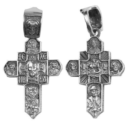 Нательный крестик серебряный 181-0066, чернение