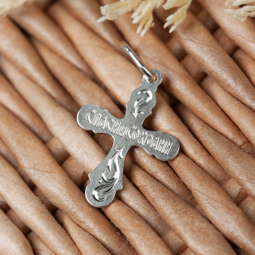 Крест из серебра, частичное чернение, штампованный 19-0137 фото 4