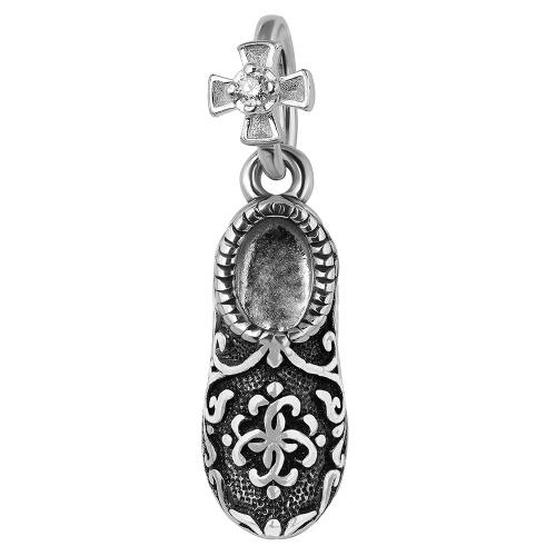 Подвеска (Медальон) "Башмачок свт. Спиридона" частичное чернение с фианитом 19-0131