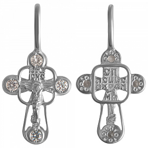 Крест (Ag 925) 19-0095 (4 Фианит круг 2.0 бесцветный 0.049)