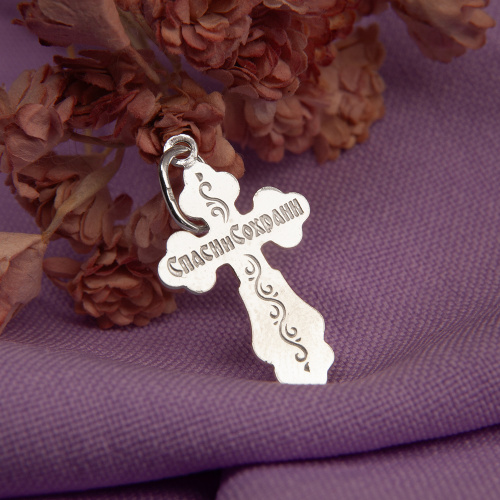 Крест из серебра штампованный белый 19-0145 фото 3