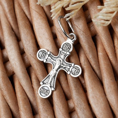 Крест из серебра, частичное чернение, штампованный 19-0137 фото 3