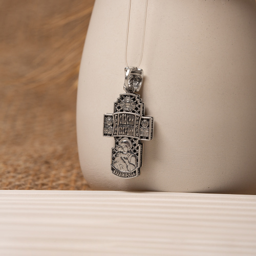 Нательный крестик серебряный 181-0060, чернение, малый фото 7