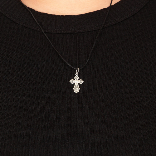 Крест из серебра штампованный белый 19-0145 фото 4