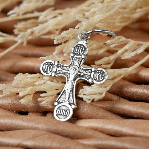 Крест из серебра, частичное чернение, штампованный 19-0137 фото 5