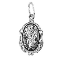 Образок (Медальон) серебряный с ликом Ангела-Хранителя 19-0076, штамп, частичное чернение