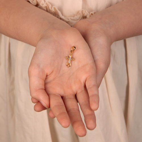 Позолоченный нательный крестик из серебра 19-0100, литье фото 7