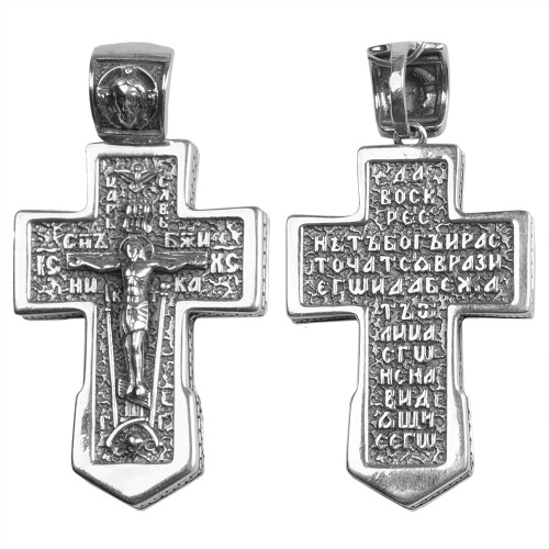 Нательный крестик серебряный 181-0063, чернение, большой