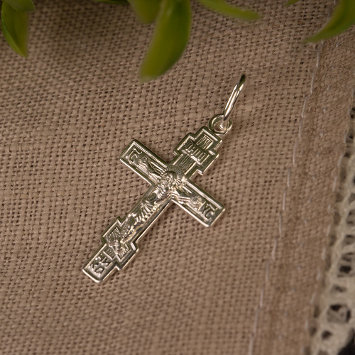 Нательный крестик серебряный 19-0040, штамп фото 3