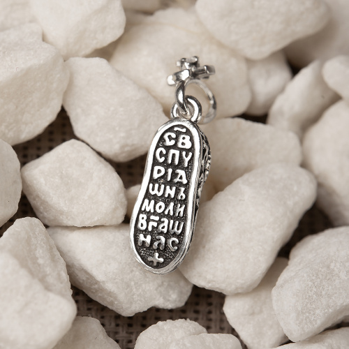 Подвеска (Медальон) "Башмачок свт. Спиридона" частичное чернение с фианитом 19-0131 фото 4