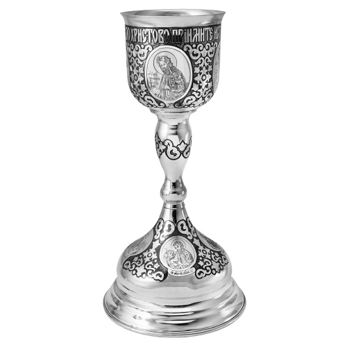 Потир серебряный, ручная гравировка, оксидирование 290-18
