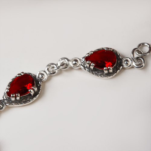 Браслет серебряный с красными фианитами 19-0115 фото 6