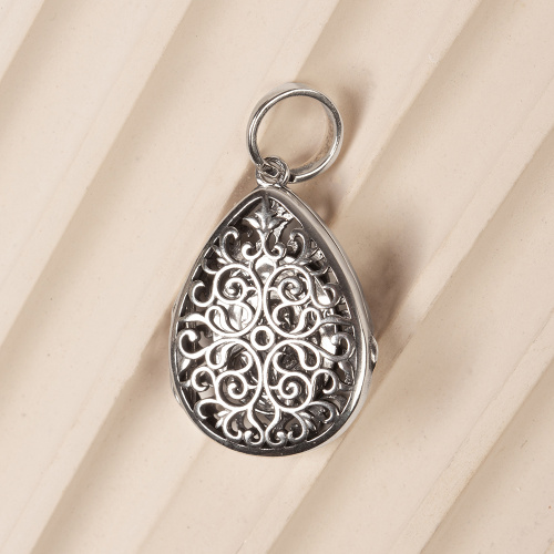 Образок (медальон) "Казанская Божия Матерь" нательный полый, "капелька", чернение 181-0076 фото 3