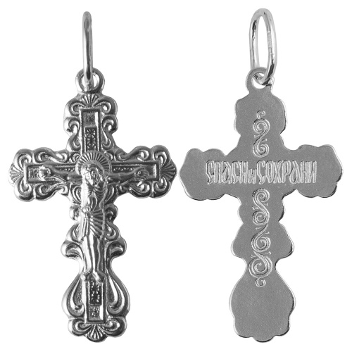 Нательный крестик серебряный 19-0065, штамп