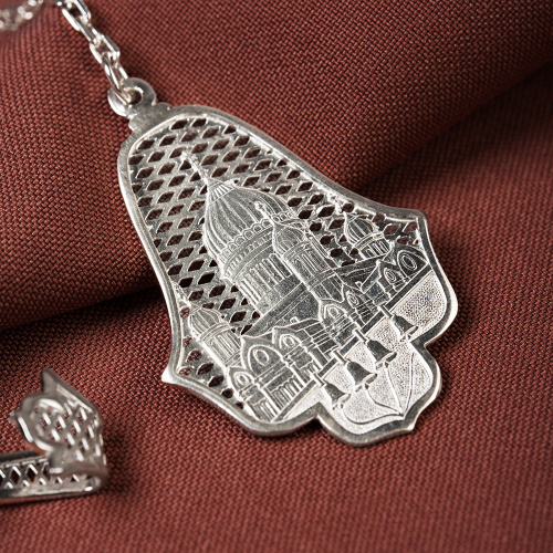 Ионизатор для воды на цепочке серебряный "Храм" 19-0087, литье фото 5