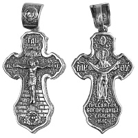 Нательный крестик серебряный 181-0065, чернение, большой