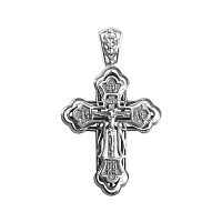 Нательный крестик серебряный 181-0041, двусторонний, чернение