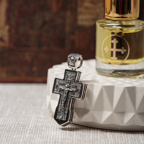 Нательный крестик серебряный 181-0063, чернение, большой фото 5