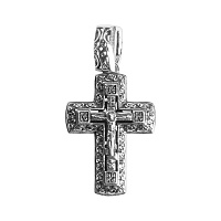 Нательный крестик серебряный 181-0040, двусторонний, чернение