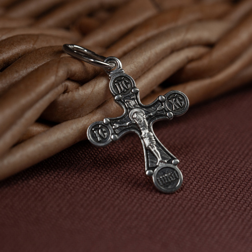 Крест из серебра, частичное чернение, штампованный 19-0137 фото 2