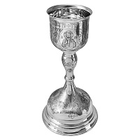 Потир из серебра с ручной гравировкой, оксидирование 290-17