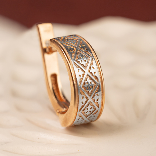 Серьги серебряные 181-0027, позолота, родирование фото 2