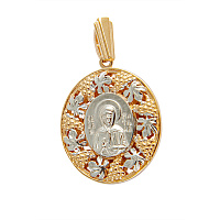 Образок серебряный двусторонний с ликом блаженной Матроны Московской 181-0010, позолота, родирование