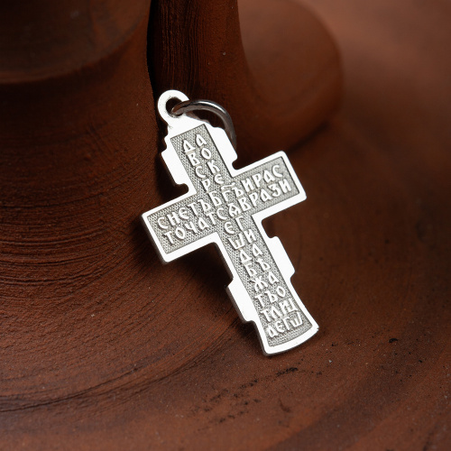 Крест из серебра штампованный белый 19-0139 фото 4