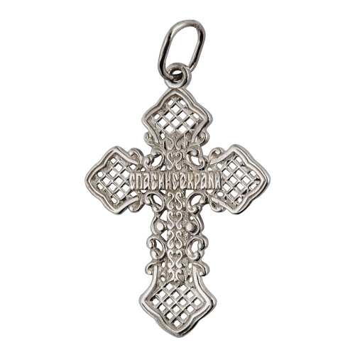 Нательный крестик серебряный 19-0069, литье фото 2