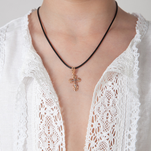 Позолоченный нательный крестик из серебра 181-0032, родирование фото 4