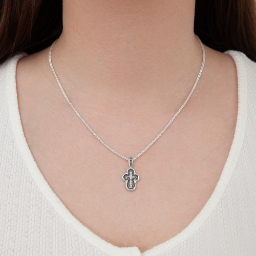 Нательный крестик серебряный 19-0050, литье, частичное чернение фото 5 Нательный крестик серебряный 19-0050, литье, частичное чернение фото 5