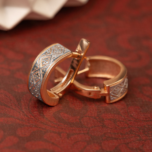 Серьги серебряные 181-0027, позолота, родирование фото 4