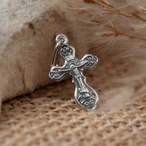 Крест из серебра, частичное чернение, штампованный 19-0138 фото 5